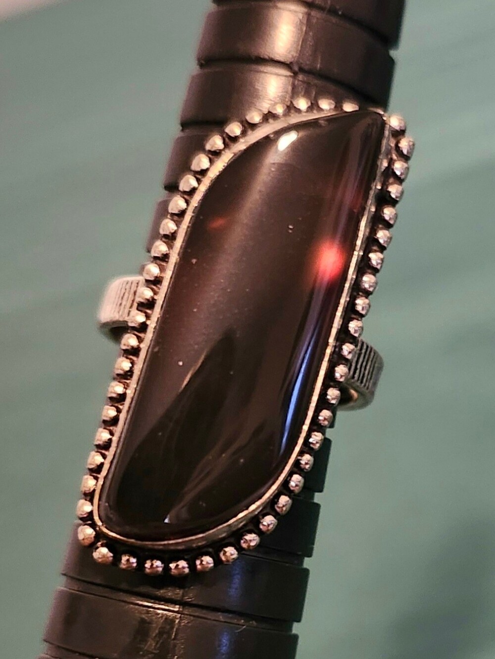 Vintage 925 Sterling Silver & Brown Agate Ring - Picture 5 of 8
